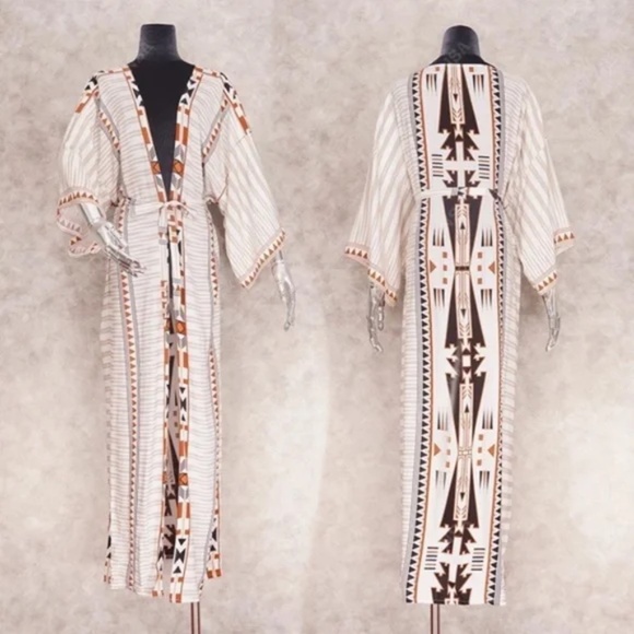 SOLD OUT Western Aztec Boho Tribal Kimono Duster Wrap - Picture 4 of 4